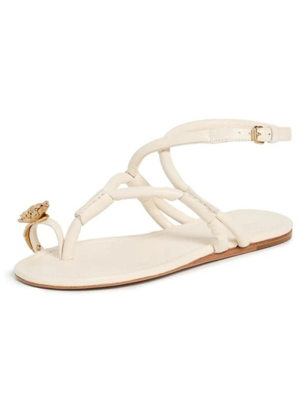 Farm Rio Leather Ivory Toe Ring Strappy Sandal Size US7 / EU37